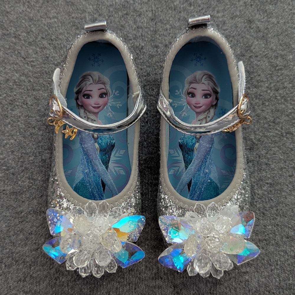 Frozen Elsa Silver Glitter Mary Jane Shoes for Kids